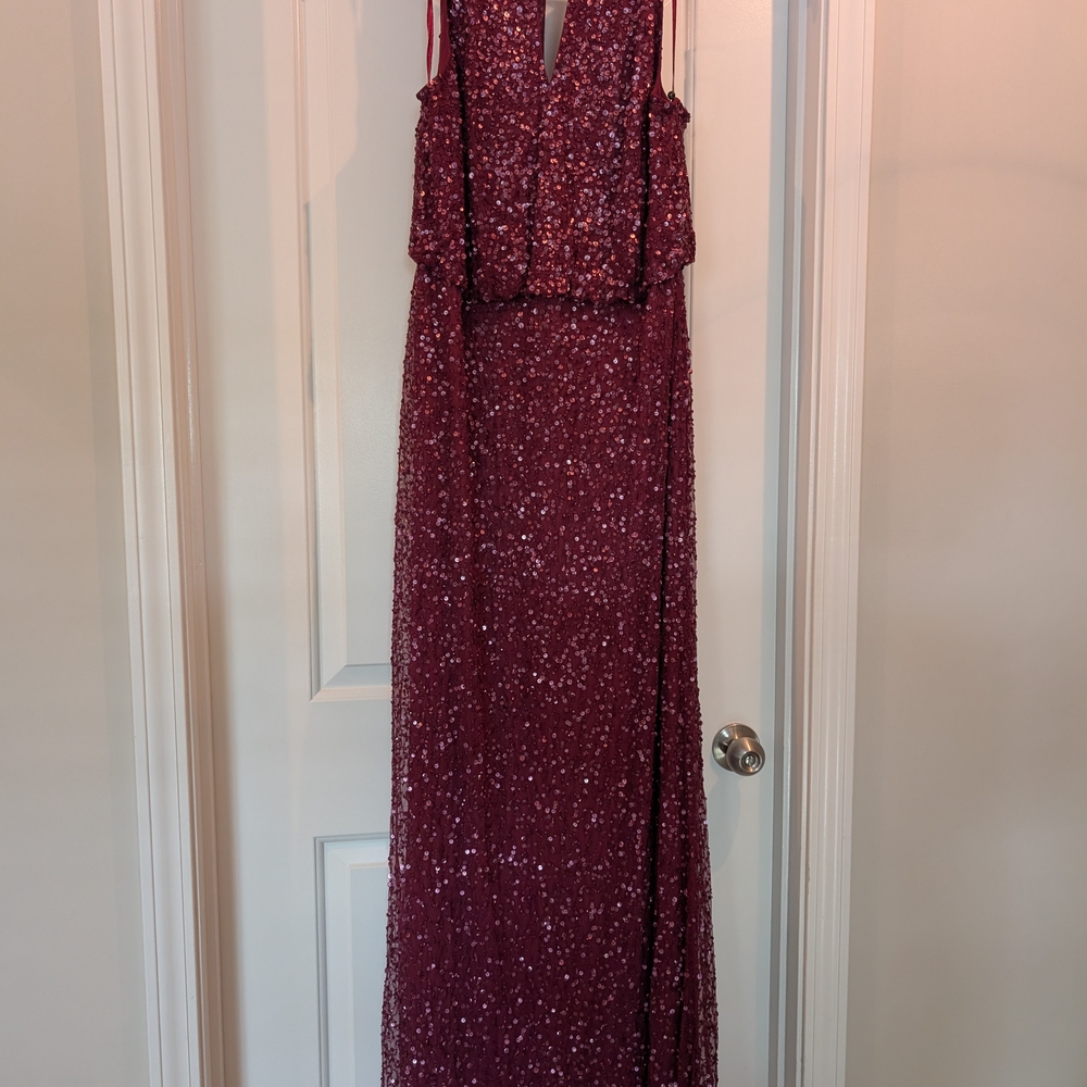 Adrianna Papell Wine Sequin Maxi Dress - Picture 3 of 9